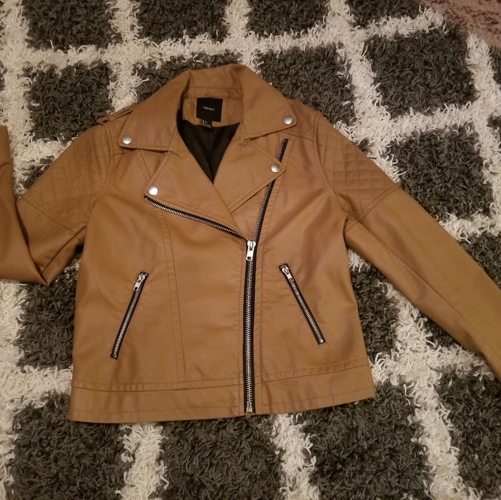 Forever 21 faux leather camel color jacket large
